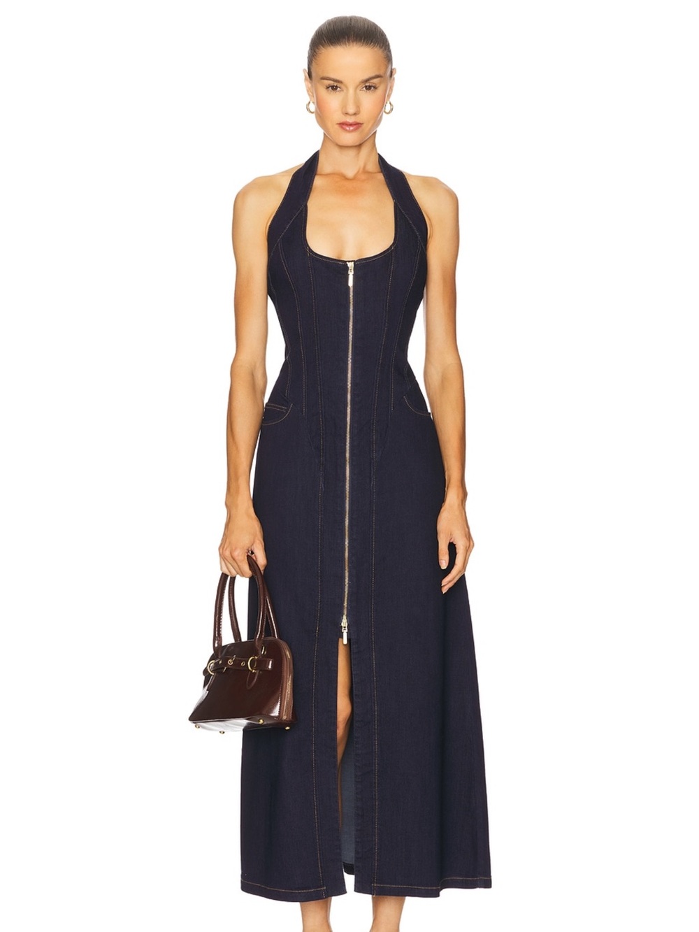 Bardot Martel Denim Midi Dress in Dark NWT